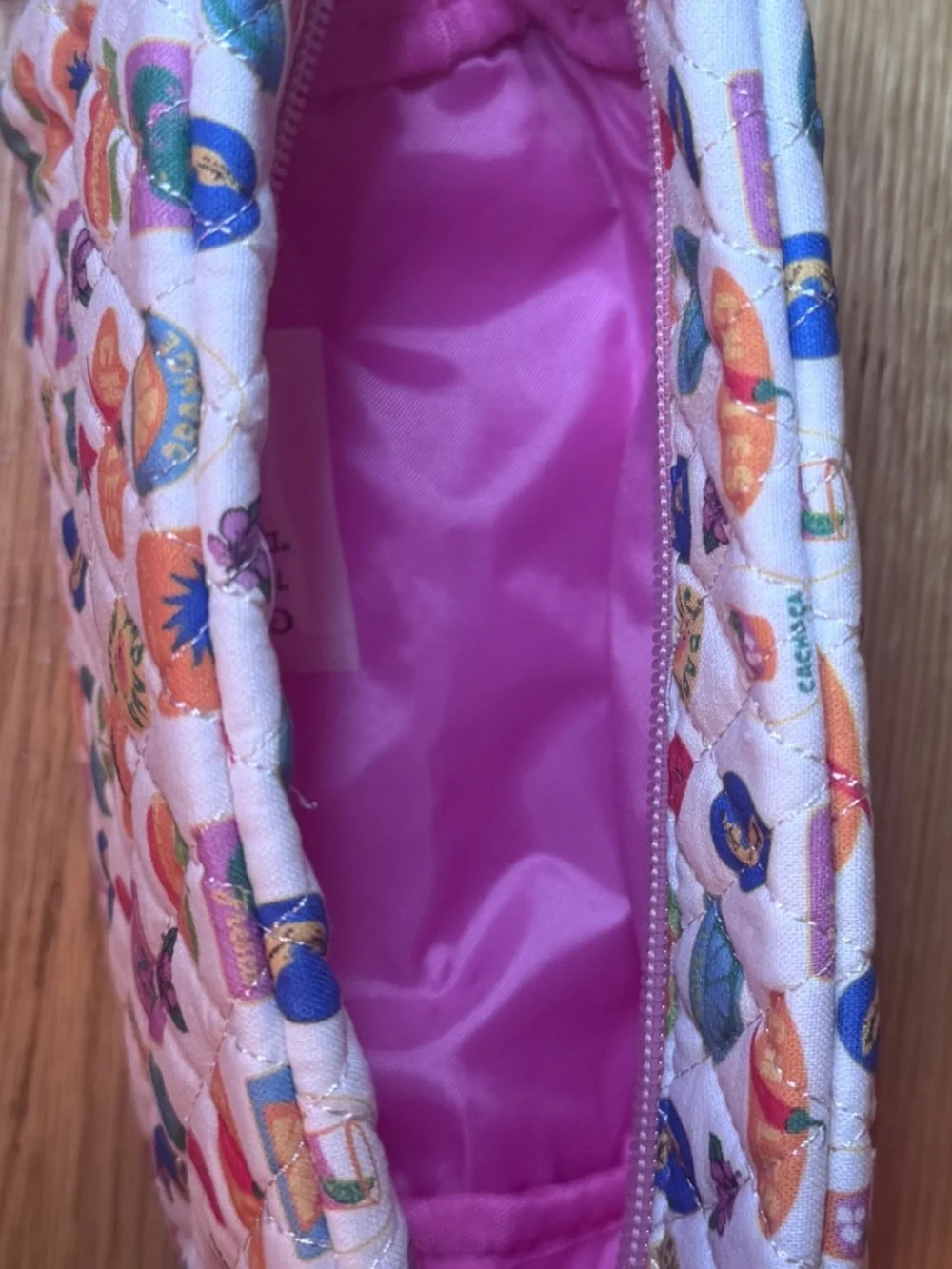 Dippin' Daisy Quilted Makeup Pouch Retro Food Print 7 X 5 X 3 In Zipper
